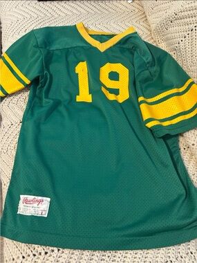 Rawlings Green and Yellow Kids Jersey with Number 19